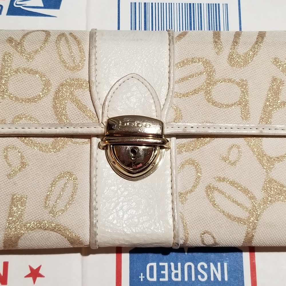 [USED] Bebe Elegant White and Gold Women Wallet